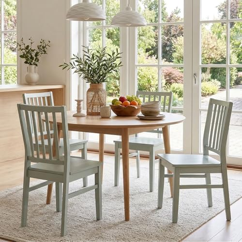 HNY Green Wood Dining Chairs Set of 4, Farmhouse Kitchen Chairs with High Backrest and Wooden Legs, Armless Dining Side Chairs for Kitchen/Dining Room/Restaurant