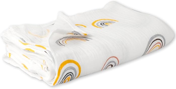 Muslin Swaddle Blankets for Newborn, Baby Blankets for Boys Girls, Large 39 X 39 Inches Breathable Soft Blanket, Essentials Infant Shower Items, Toddler Gift Rainbow