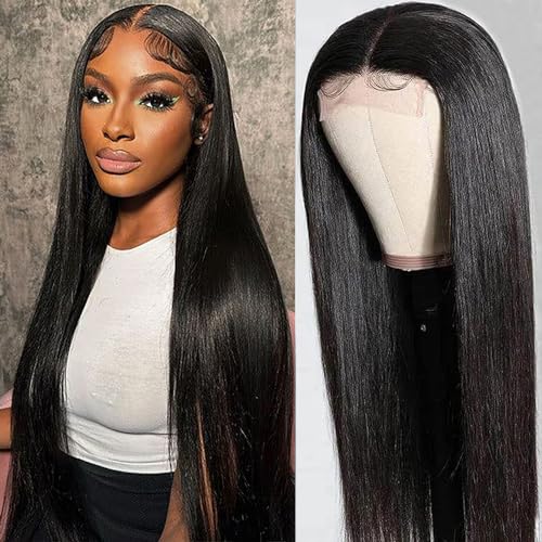 MIRTHFUL 22 Inch Straight Lace Front Wigs Human Hair 4x4 Lace Closure Wigs for Black Women 200 Density Wear and Go Glueless Wigs Human Hair