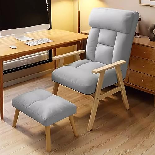 FLORIG for Nursery, Desk Chair with Footrest Chair for Bedroom,Sofa Chair Recliner Relaxing Chair with Back Adjustable,Wooden Arm Chair Balcony Leisure Chair