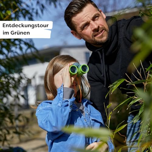 HABA Terra Kids Kinderfernglas Set – Robustes Outdoor Fernglas für Kinder, 4X Vergrößerung – Naturforscher Set inkl. Tasche & Wissenskarten – Geschenk für Kinder 4-8 Jahre