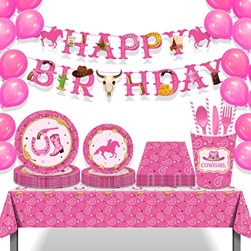 Tudomro Western Cowgirl Theme Birthday Party Tablecover Pink Felt Horse Tablecloth, Cowgirl Table Cover For Western Cowgirl Birthday Baby Shower Decorations(2 Pack) #TOP6