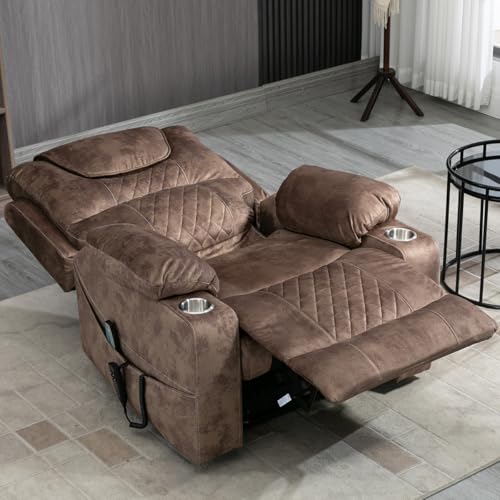 Oversized Lazy Boy Recliner Chair, 2 Motor Leather Recliner, Nursing Lift Chair with Massage and...