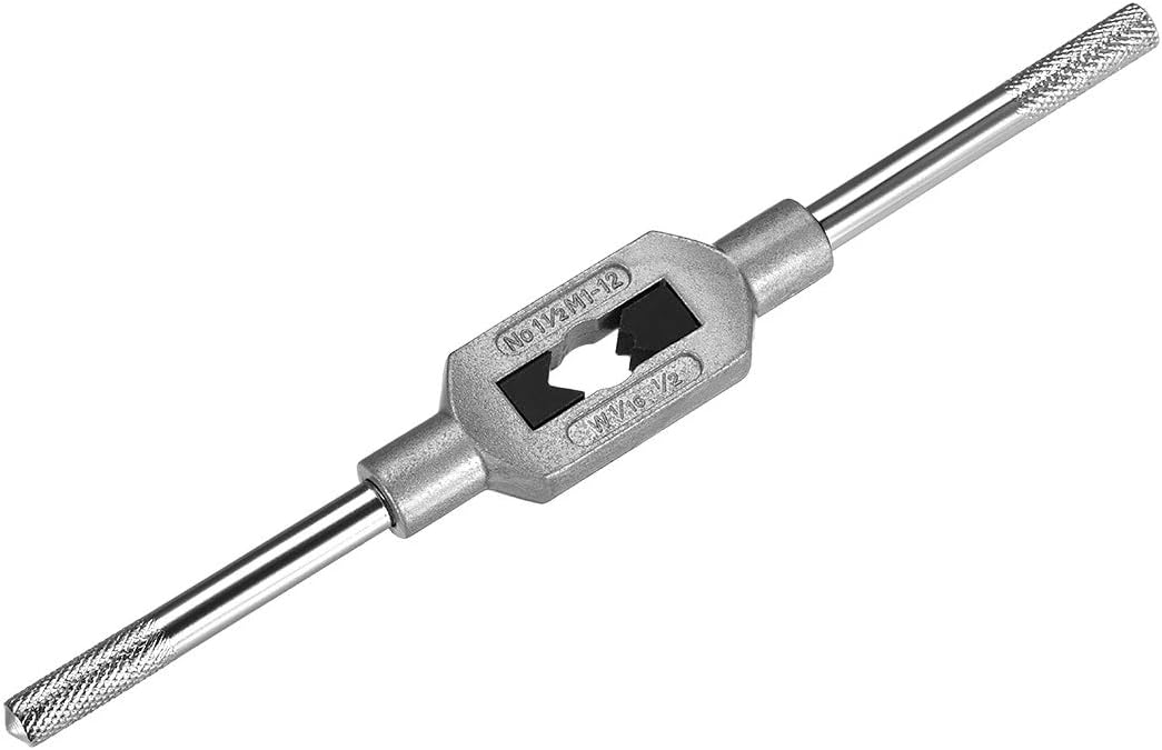 uxcell Adjustable Tap Wrench Handle, for Metric M1-M12 W1/16-1/2 Taps, Thread Tap Holder Reamer Hand Tapping Tool for Machinist Repair, Medium Carbon Steel Handle with Nickel Plated