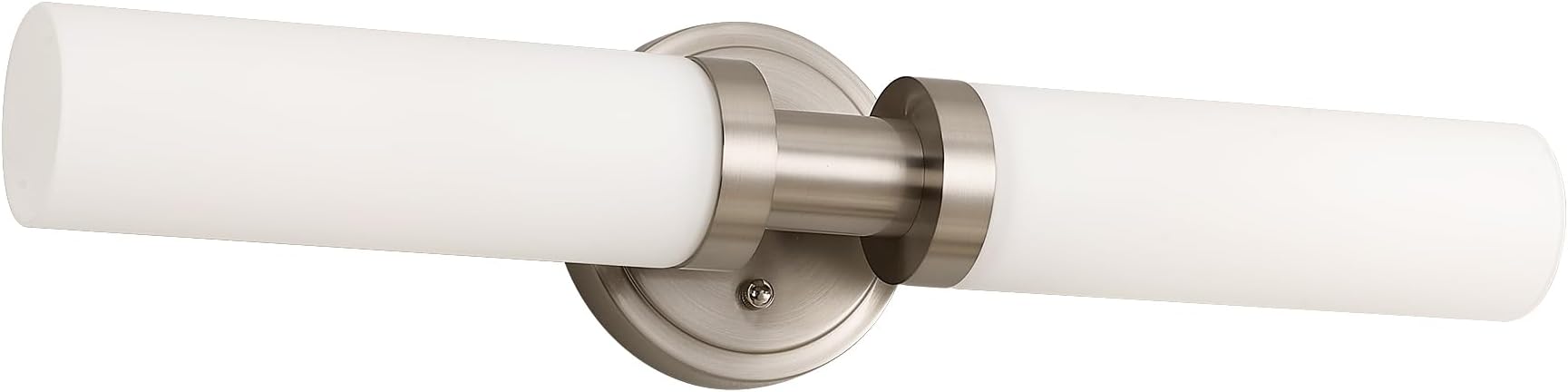 Brushed Nickel Bathroom Light Fixtures, 2-Light Vanity Lights W/White Glass Shade, Modern Sconces Wall Lighting for Mirror Kitchen Bedroom Hallway Living Room, E26 T10 Bulbs(Excluded)