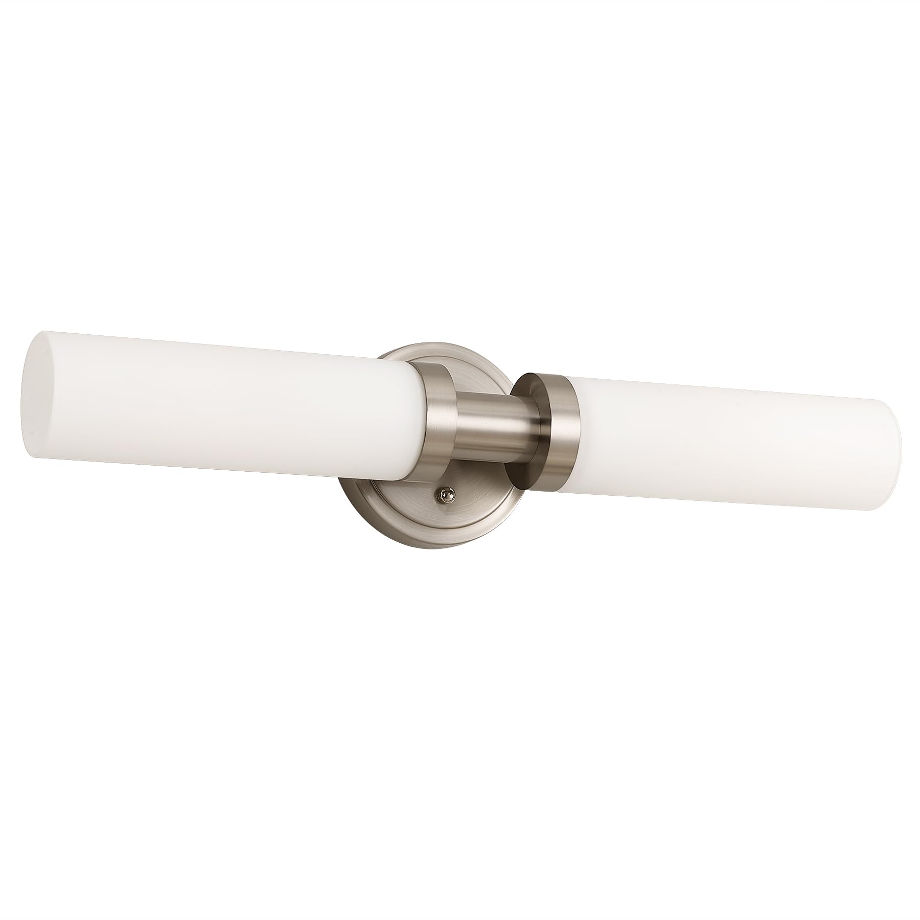 Brushed Nickel Bathroom Light Fixtures, 2-Light Vanity Lights W/White Glass Shade, Modern Sconces Wall Lighting for Mirror Kitchen Bedroom Hallway Living Room, E26 T10 Bulbs(Excluded)