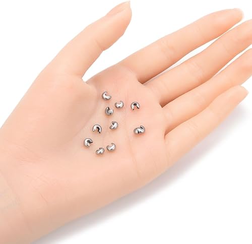 Miniatura 2 de Adabele SJF9-4 - 100 piezas de acero inoxidable de grado 304 hipoalergénico para nudos, cuentas sueltas pequeñas de 0.157 in (0.16 pulgadas) para