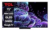 TCL 75C839 75 Zoll 189cm QLED Mini-LED Fernseher, 4K UHD, Google TV, HDR...
