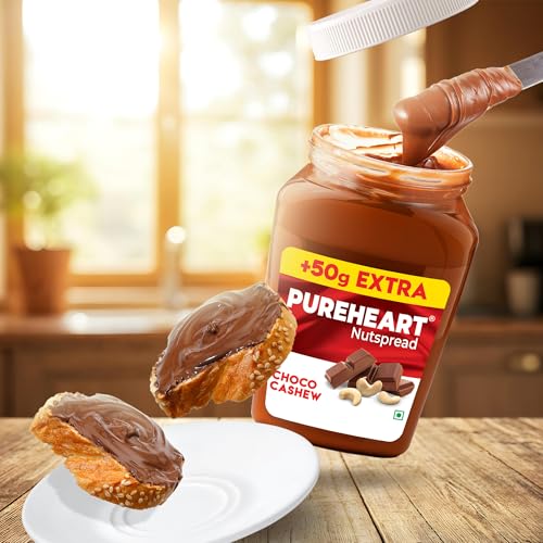 Image of PUREHEART Nut Spread Choco Cashew (350 +50 gm Extra) | Nutty, Smooth and Creamy Chocolate Cashew Spread for Breakfast - No. 1 Exporter of Roasted Nuts