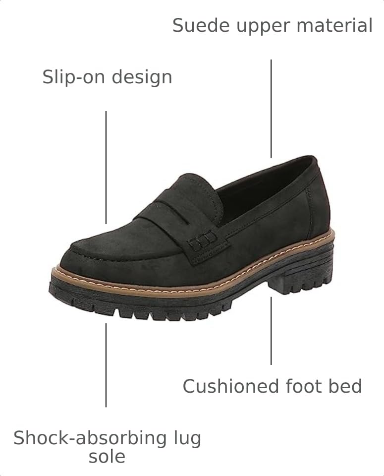 Image of Womens Loafers Shoes Platform Chunky Penny Loafer Lug Sole Comfortable Slip On Work Office Business Casual Dress Shoes, US Size 5-11.5