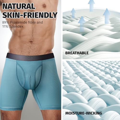 Men’s Boxer Briefs 5-Pack Ice Silk Underwear Men’s Pants Mesh Breathable Soft (5-Color)2