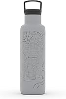 Vista 231 de Well Told Botella de agua aislada con mapa de Washington DC grabado, botella de acero inoxidable grabada (21 onzas, blanco) botella aislada de mapa