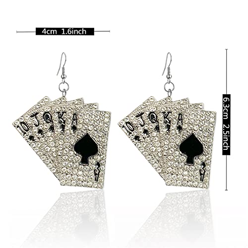Unique Funny Hypoallergenic Alloy Sparkly Crystal Poker hearts and spades A Ace Playing Cards Dangle Drop Stud Earrings For Women Gambling Casino Jewelry Gift2