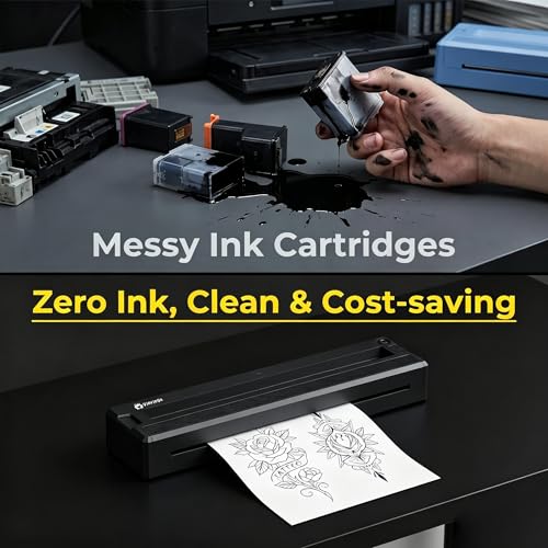 Image of Tattoo Stencil Printer Machine Bluetooth, Thermal Tattoo Transfer Printer, Wireless Tattoo Printer for Tattoo Artists and Beginners, Support Both Mobile & PC, Black
