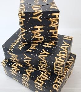 Abacus Geburtstagsballons Geschenkpapier Schwarz & Gold