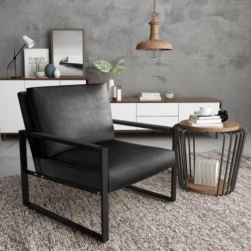 Recaceik Pu Leather Accent Chairs Set Of 2 Modern Armchair With Extra-Large Ergonomic Cushion Sturdy Metal Frame Anti-Scratch Foot Mats Single Sofa Chair For Living Room #TOP6