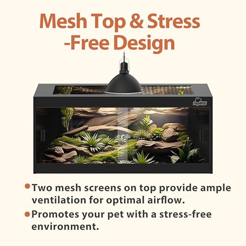 Image of 50 Gallon PVC Reptile Enclosure, RepWild 36 inchx18 inchx18 inch Terrarium /Tank with Heavy-Duty Screen Top, Glass Sliding Doors & Lock for Bearded Dragons, Ball Python, Geckos, Lizards