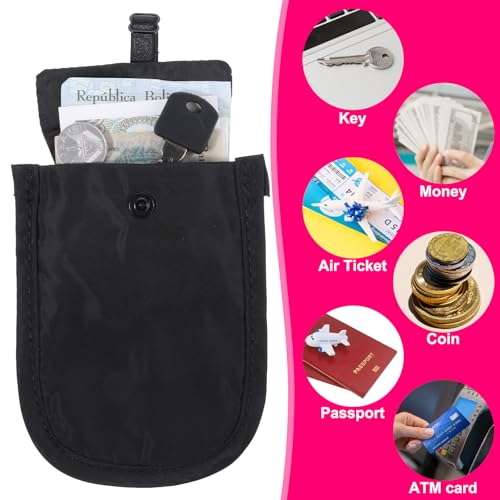 Image of Undercover Bra Wallet Hidden Undercover Travel Bra Pouch for Women Undergarment Neck Pouch with Adjustable Elastic Strap Ideal Secret Pocket Carry Accessory for Women Protect Valuables (Black)