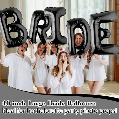 Image of 40inch Bride to Be Balloons - Jumbo Bride or Die Balloons for Bridal Shower Bachelorette Party Decorations and till Death Do Us Party Supplies （Black）