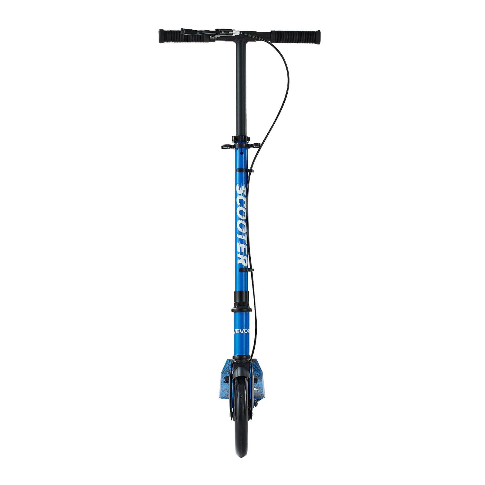 VEVOR Patinete a Niños a Partir de 8 Años, 2 Ruedas, con Manillar Regulable en Altura y Base Antideslizante, Freno Mano, Marco de Aleación Aluminio, hasta 100 kg, Negro Azul, 900 x 380 x 1000 mm