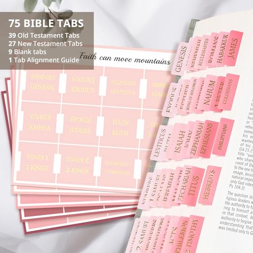 Image of Taja Bible Tabs, 75 Large Print Index Tabs for Women & Men