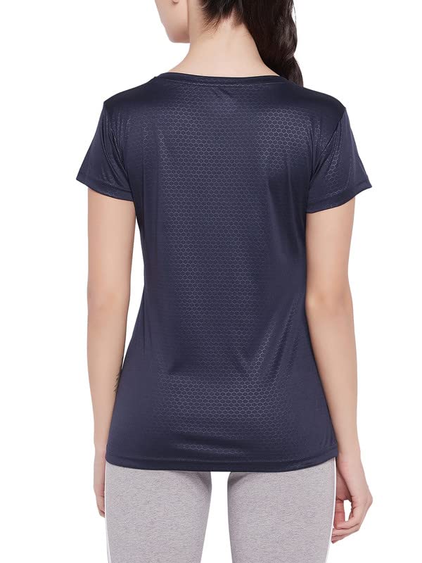 Image of Clovia Women's Honeycomb Print Active Regular Fit T-Shirt