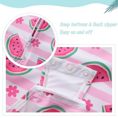 Image of Baby and Toddler Girls One Piece Rash Guard Swimsuits for Girls Long Sleeve Swim Shirts with Sun Protection