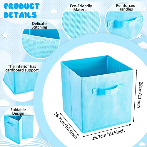 12 Pcs Cube Storage Bin 11'' Collapsible Storage Cubes Foldable Cube Storage Organizer Bins Fabric Bins Storage Basket Fabric Cubby Boxes For Shelf (Sky Blue, Purple, Pink, Rose) #TOP1