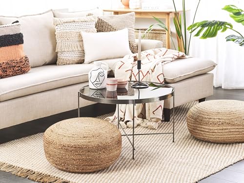 Beliani Natürlicher Pouf aus Jute beige ø 50 cm rund Tifelt