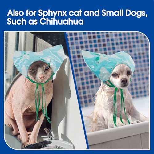 Image of Nanaki Adjustable Cat Shower Cap-Waterproof Sphynx Shower Cap For Cats | For Small Dogs Kitten Puppy, Reusable Pet Ear Protection Ear Covers for Bath Grooming Ear Drops Guard