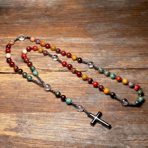 Crucifixo Sagrado Unissex Cinco Pedras Naturais Propriedades Terapêuticas Nature Divine + Bolsa de V