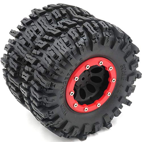 4Pcs Rc Rock Crawler 2.2 Mud Slingers Tires Super Grip Tyers Height 124Mm & 2.2 Beadlock Wheel Rim Hex 12Mm For Rc Crawlers Truck #TOP4