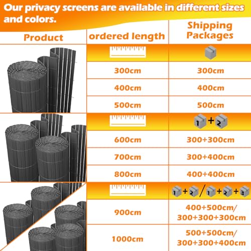 Valla de PVC S 180 x 800 cm resistente a rayos UV para ocultación de patios y vallas 8