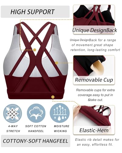 Image of RUNNING GIRL Sports Bras for Women,Seamless Strappy Sports Bra High Support Crisscross Back with Removable Pads