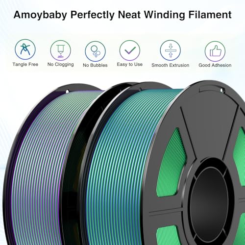 Image of Dual Color Silk PLA Filament 1.75mm 3D Printer Filament Bundle, 2kg Spool (4.4lbs), Dimensional Accuracy + /- 0.03 mm, Fit Most FDM 3D Printers (Blue Green + Purple Green)
