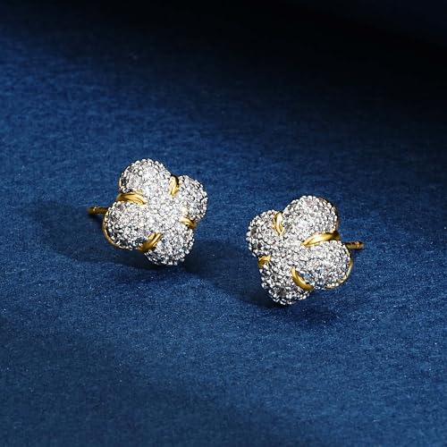 Gold Stud Earrings for Women 14K Gold Plated S925 Sterling Silver Post Hypollergenic Cubic Zirconia Oval Earrings Gold Jewelry4