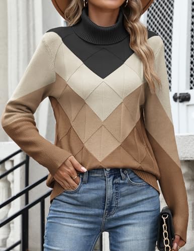 Zeagoo Women's Turtleneck Sweater Fall Winter 2025 Long Sleeve Chunky Knitted Trendy Pullover Tops4