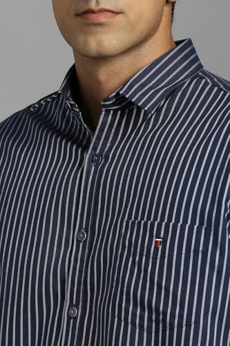 Image of Louis Philippe Men's Slim Fit Signature Oxford Easy Care, Natural Stretch Full Sleeve Stripe Casual Shirt