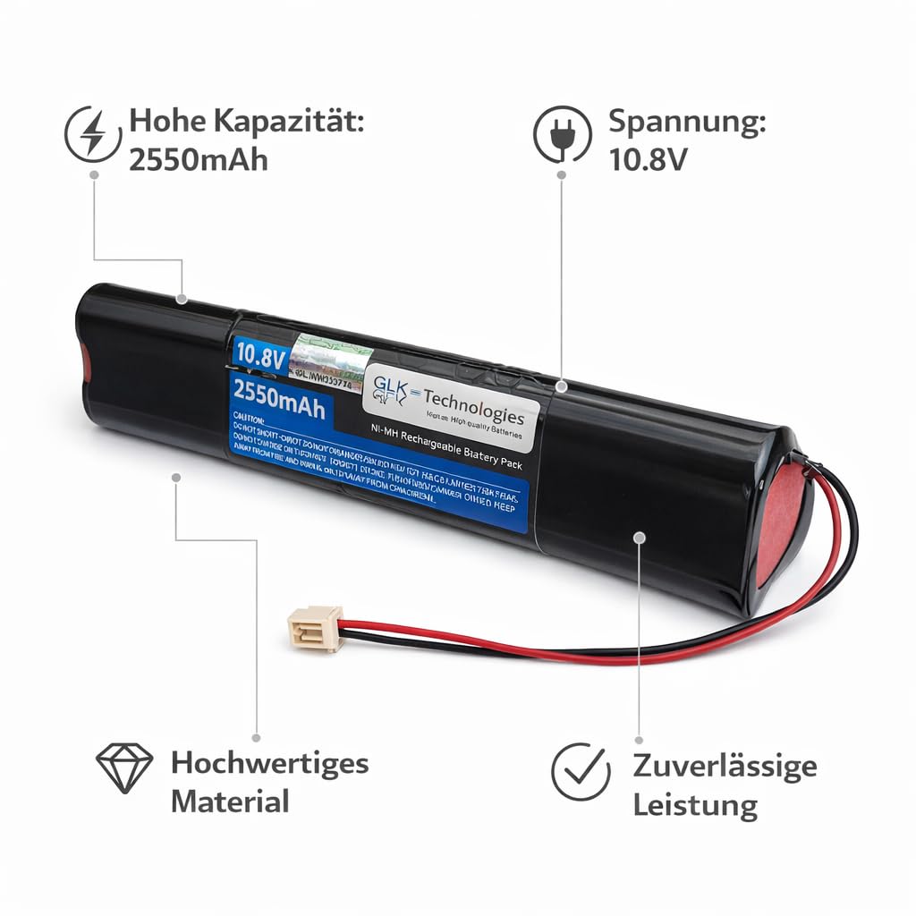 GLK-Technologies® | 10,8V / 2550mAh verbesserter | High Power Akku für Velux Solarfenster Dachfenster Rollladen mit 9 AA Zellen NiMH mod. 946933/946930 / 846933 BJ2026