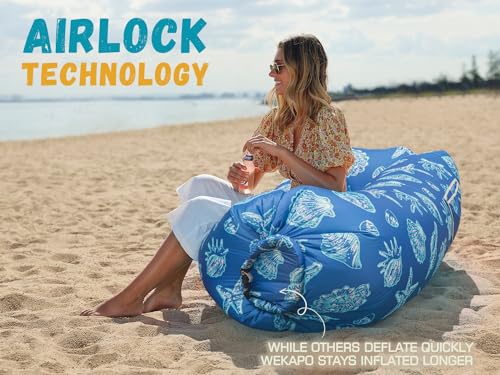 Image of WEKAPO Inflatable Sun Lounger, Air Sofa, Hammock, Portable, Waterproof and Leak-Proof, Ideal for Backyard, Beach, Travel, Camping, Picnics and Music Festivals