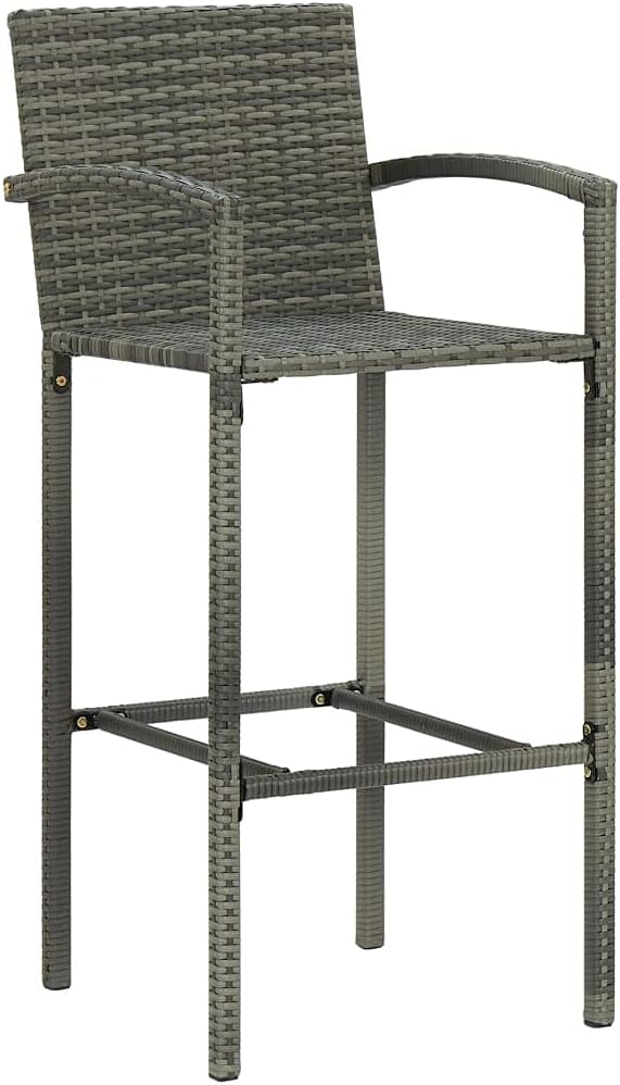 3 Piece Patio Bar Set,Afternoon Tea Suit,Conversation Furniture,Balcony Bar,Perfect for Patio, Garden, Porch,Family Room,Sitting Area, Poly Rattan Gray