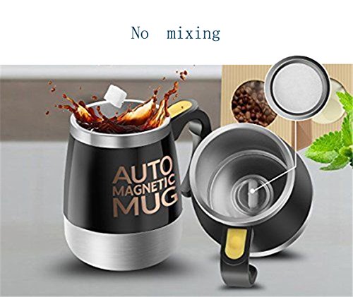 Mengshen Self Stirring Mug Tazas Coffee Cup - Travel Cup for Milk/Tea/Hot Chocolate/Cocoa Protein 400ml, A006M Black - Imagen 5