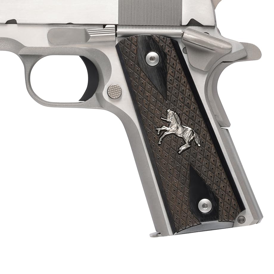 Altamont 1911 Govt. Grip - Classic Panel Super Blackwood Spanish Diamond with Silver Rampant Colt LIC