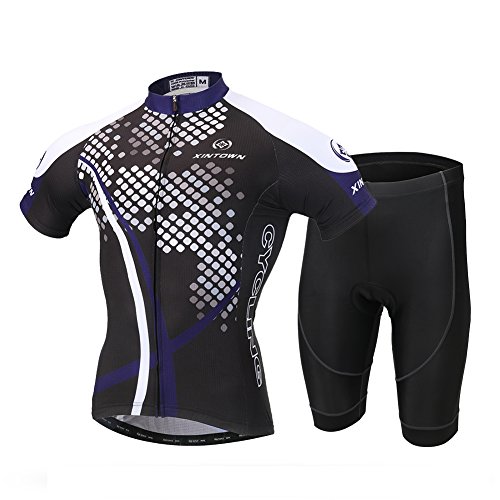 Amur Leopard Maillot de Cilismo para Hombre,Conjunto de Camiseta Ciclismo de Bicicleta + Pantalones Cortos Ciclismo de Hombre Para Verano Transpirable Secado Rápido con Dibujo Guapo Talla M