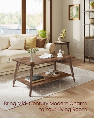 VASAGLE MAEZO Collection - Coffee Table, 2-Tier Center Table with Storage, Tapered Legs, Curved Transitions, 21.7 x 39.4 x 17.7 Inches, Easy to Assemble, for Living Room, Chestnut Brown ULCT249KX01S - Image 5