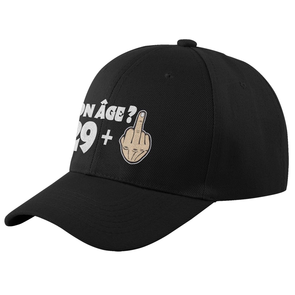 Bramart Casquette Homme Femme 29 + 1 Cadeau Anniversaire 30 Ans Idées Originales Cadeaux Âge pour Lui pour Elle Taille Unique Casquette Noire à Visière