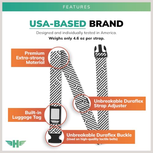 Image of Hero Luggage Straps for Suitcases (2-Pack) Heavy-Duty Adjustable Luggage Belt with Duraflex Buckle & Built-in Luggage Tag - Checked Bag & Carry-on Travel Essentials