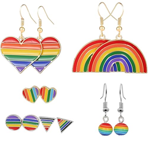 Pride Accessoires, Regenbogen Ohrringe Set, 6 Paar Für Pride Celebrations Und Rainbow-Themed Parties, Für Damen Und Herren, Pride-Accessoires, Schmuck Für Reisen