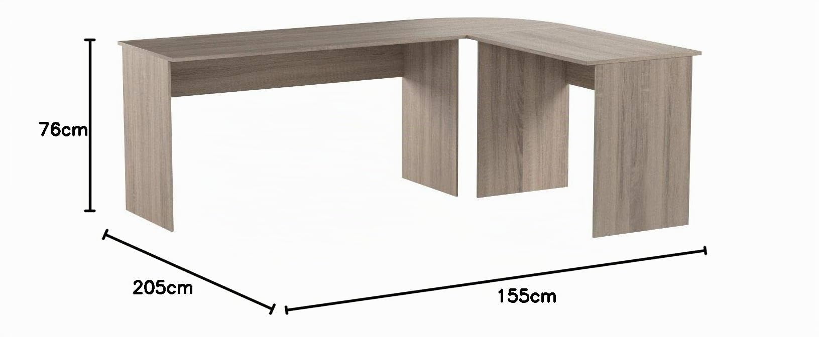 FMD Möbel, 351-001 Till Winkelkombination, eiche, maße 205.0 x 76.0 x 65.0/155 cm (BHT)