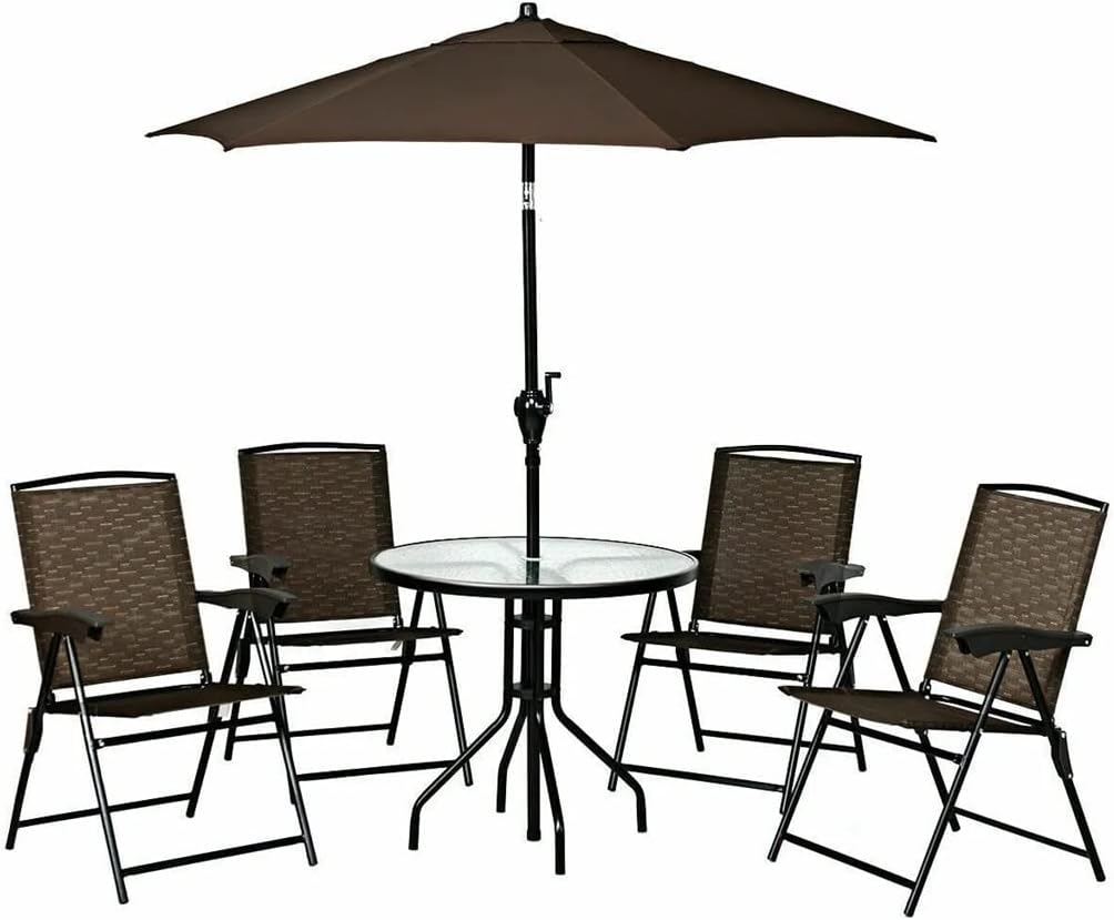 4 Pieces Folding Hanging Chair Steel armrests Patio Garden Camping Adjustable backrest